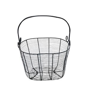 French Farmhouse Vintage Metal Wire Tall Basket Oval Handle Boho Cottage Country